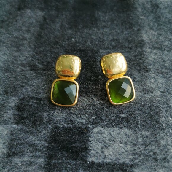 Julie Vos Gold and Green Earrings - Picture 2 of 4